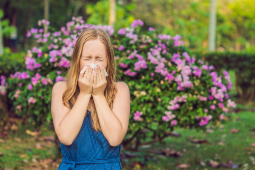 girl sneezing